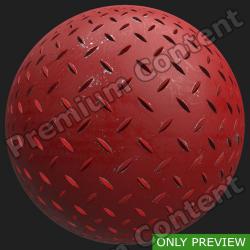 PBR Texture of Metal Floor Painted Red